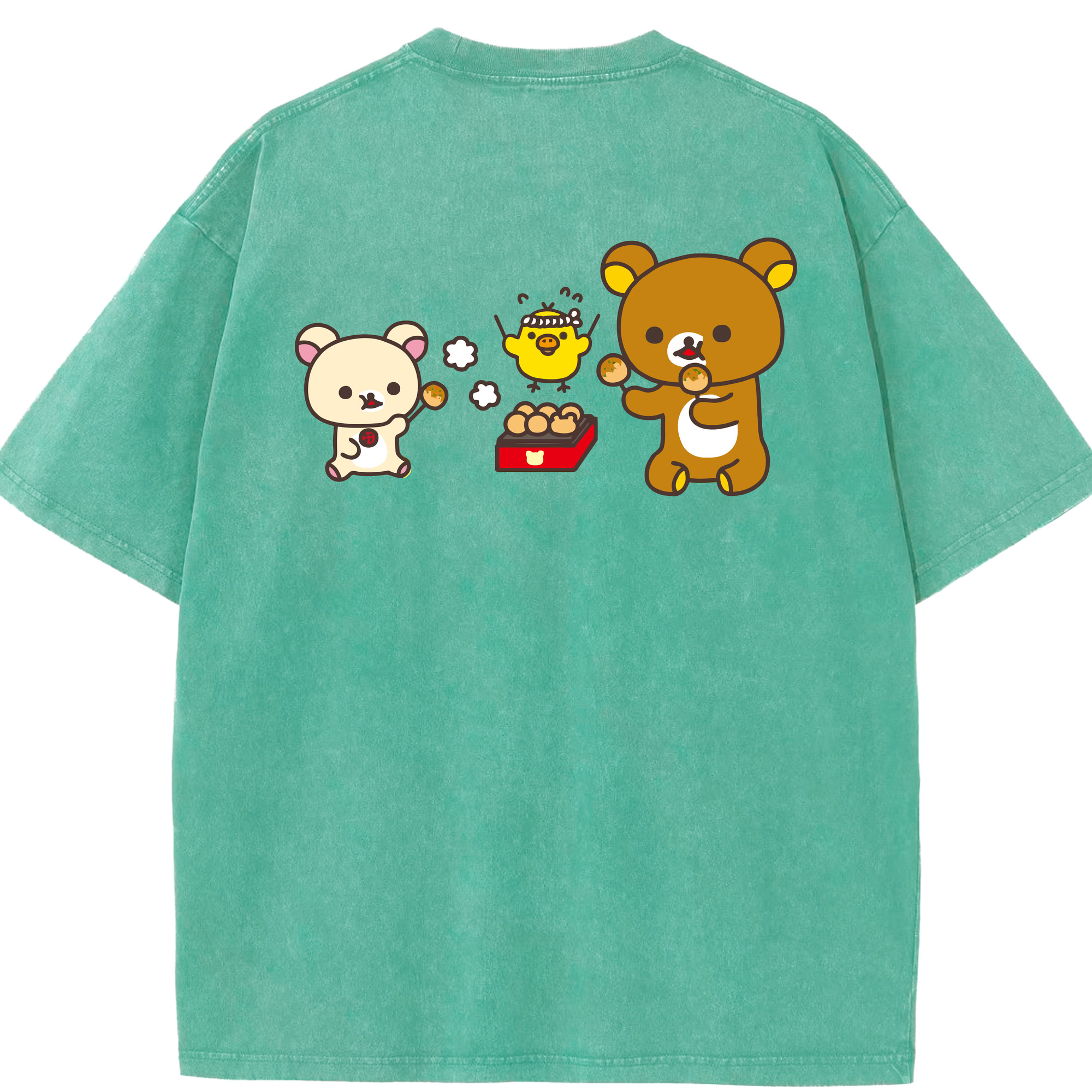 （画像用） リラックマ リラックマ キイロイトリ Rilakkuma Korilakkuma Kiiroitori 綿100% ヴィンテージ風 半袖Tシャツ（背面プリント）